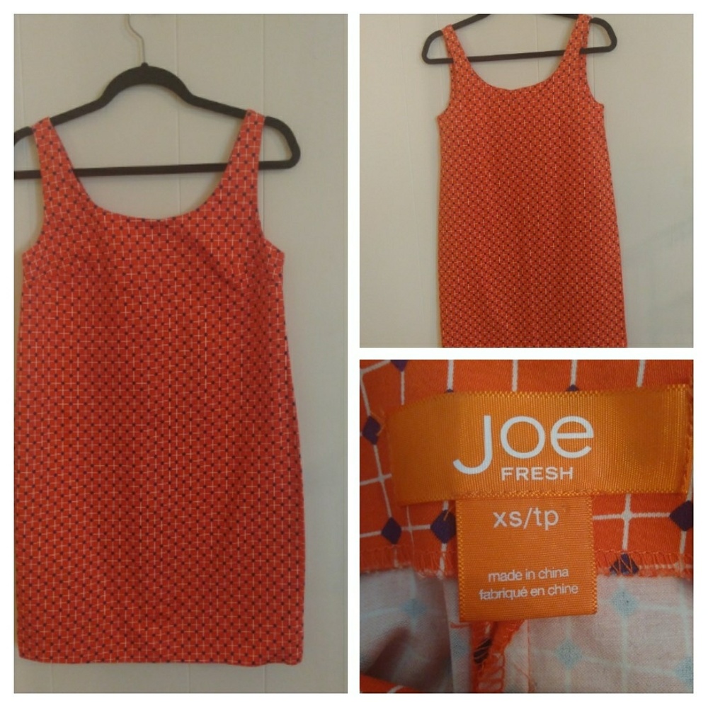 Joe Fresh Women Dress Size XS/TP Orange Blue Sleeveless Pullover FLAW